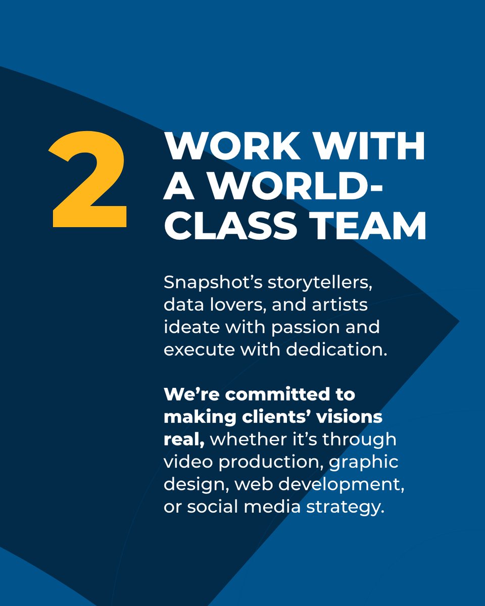 Snapshot_Nash's tweet photo. Having a tough time finding the right agency partner? We'd love to make it easier. Flip through to get a sense of how Snapshot approaches meeting our clients' needs.

To see how this plays out in our work, check out the Snapshot portfolio here: https://t.co/RxKPqy0iJD https://t.co/3LBR7VobZT