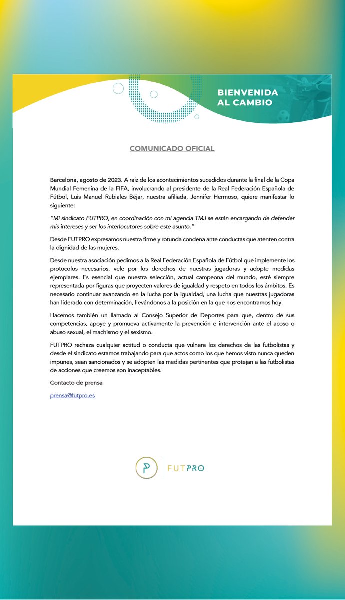 FUTPRO (@futpro_es) on Twitter photo <a href="/Jennihermoso/">Jenn1 Hermos0</a> @mktjersey <a href="/Amanda91G/">Amanda Gutierrez Dominguez</a> Puedes leer el comunicado oficial aqui: <a href="/Jennihermoso/">Jenn1 Hermos0</a> @mktjersey <a href="/Amanda91G/">Amanda Gutierrez Dominguez</a> Puedes leer el comunicado oficial aqui: