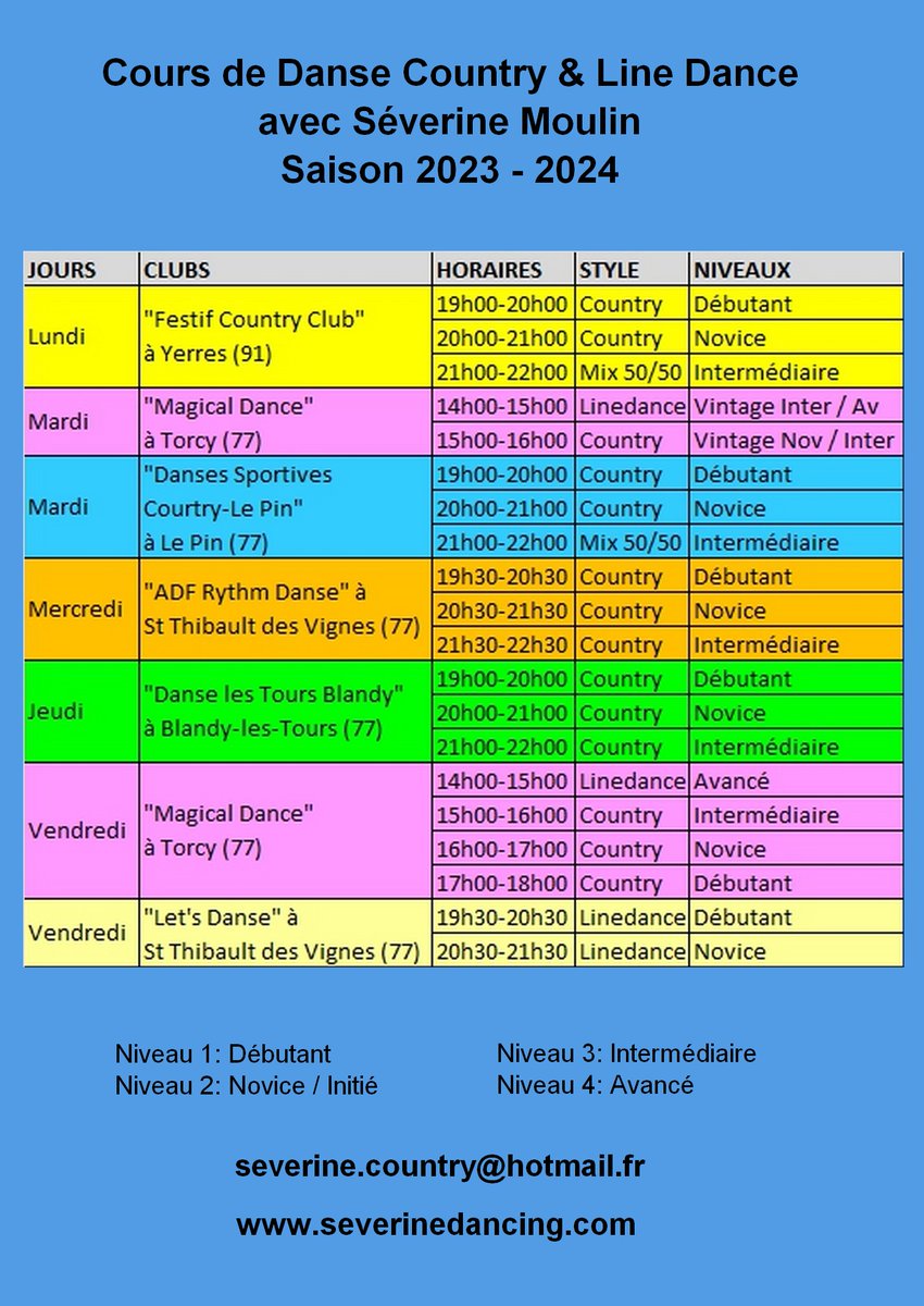 SeverineCountry's tweet photo. Programme de mes cours de Danse Country pour la Saison 2023-2024.
https://t.co/2ONfusNcBh https://t.co/0wItbsWxlx