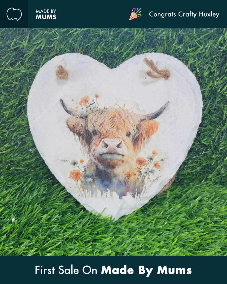 madebymumsgifts's tweet photo. Congrats to our new seller @crafty_huxley, whose moo-vellous heart painted & #decoupaged slate heart #HighlandCow becomes her 1st sale with us ๐ฎ
Discover more uniquely crafted #decorations & gifts for the home in her shop. Come on over for a visit ๐ https://t.co/cXedElLljx โค๏ธ https://t.co/QRbzfhofFA