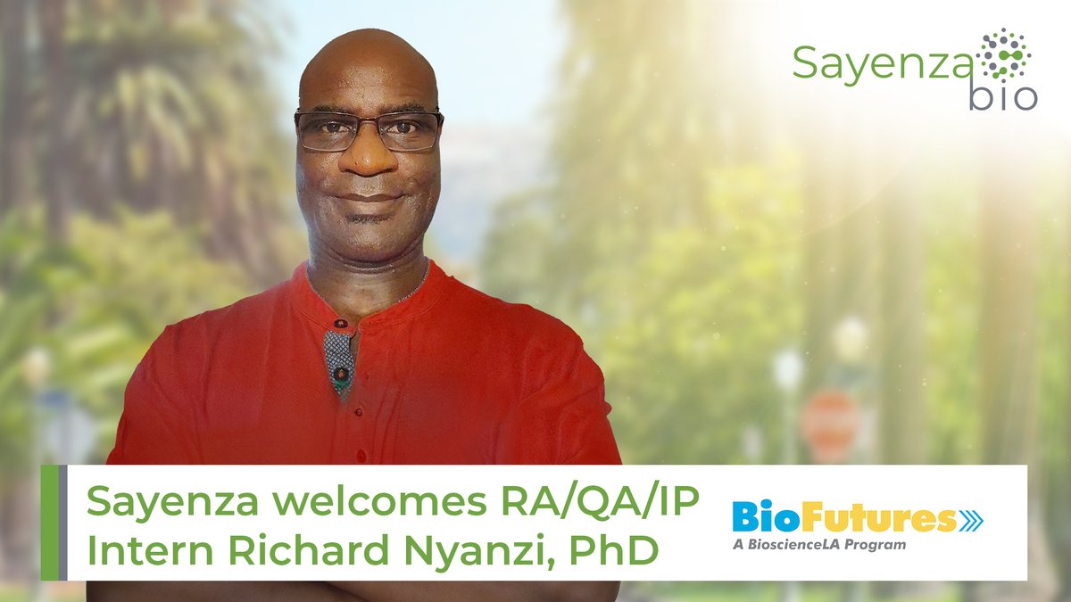 SayenzaBio's tweet photo. We are thrilled to welcome Richard Nyanzi, PhD to the Sayenza family as our RA/QA/IP Intern via the @BioscienceLA #BioFutures program! With his extensive knowledge and expertise, we're confident he'll make significant contributions to our team. Let's give him a warm welcome! https://t.co/FUyRsvRCAz