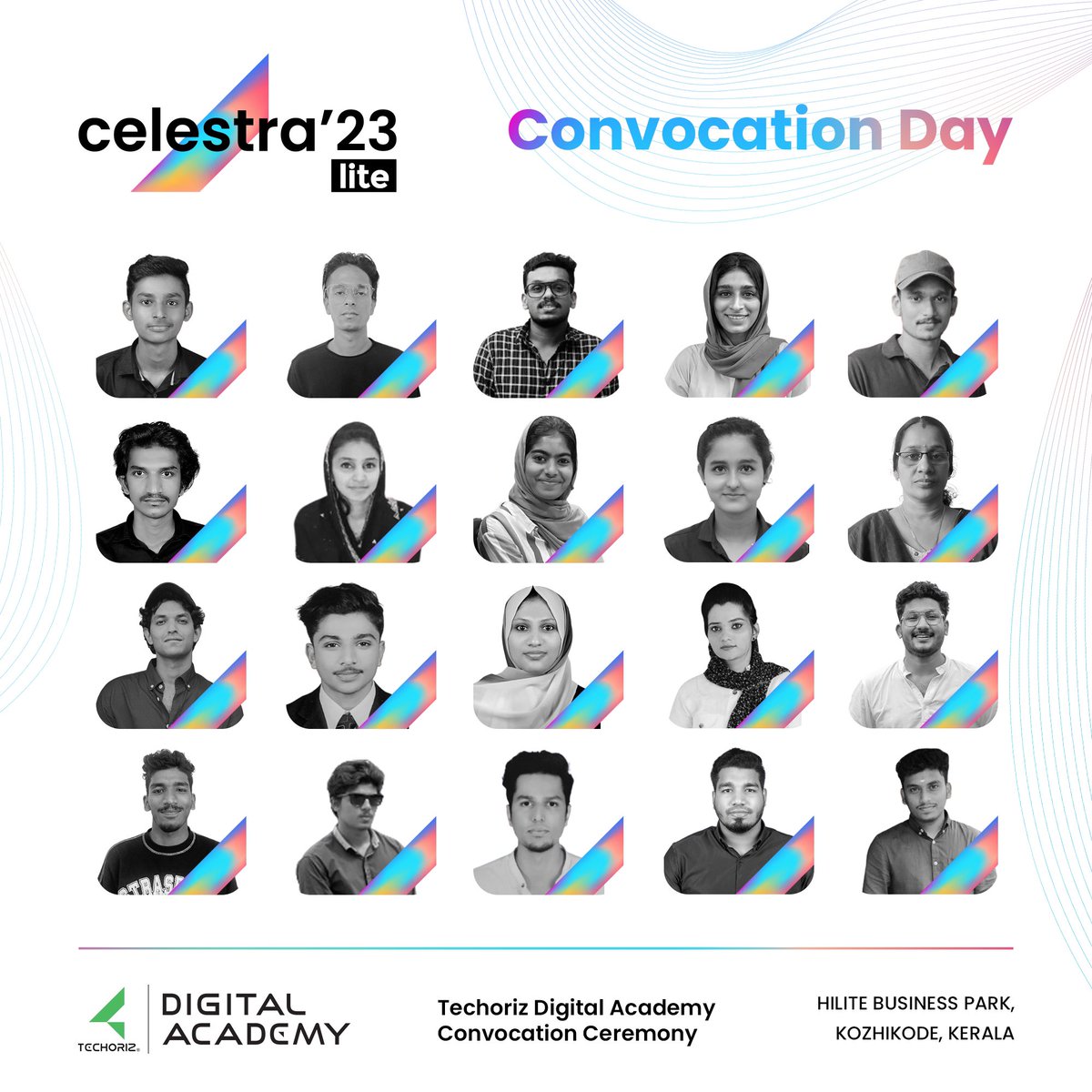 RkNadapuram's tweet photo. We are introducing our dear Celestra'23 lite graguates.

Techoriz family is eagerly waiting for the convocation ceremony to be held on 24 Aug 2023 at Malabar Turff,palazhi.

We wish you all the best .

#techorizdigitalacademy #celestra23lite #convocationday🎓 https://t.co/6uOQiGTrbf