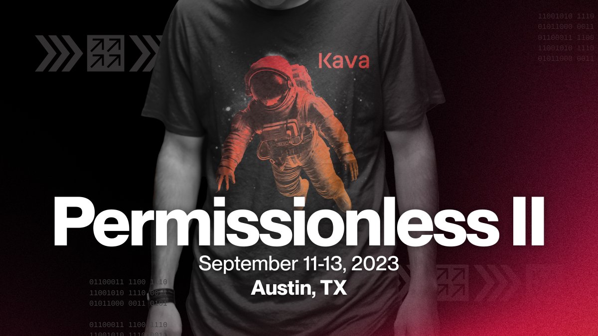 KAVA_CHAIN's tweet photo. Take a sneak peek at our amazing Kava swag for #PermissionlessII!🤩 Want to snag it for FREE? Make sure to swing by booth 1333 and say hello to #KAVA. See you September 11-13 in Austin! https://t.co/qnKoyGlODx