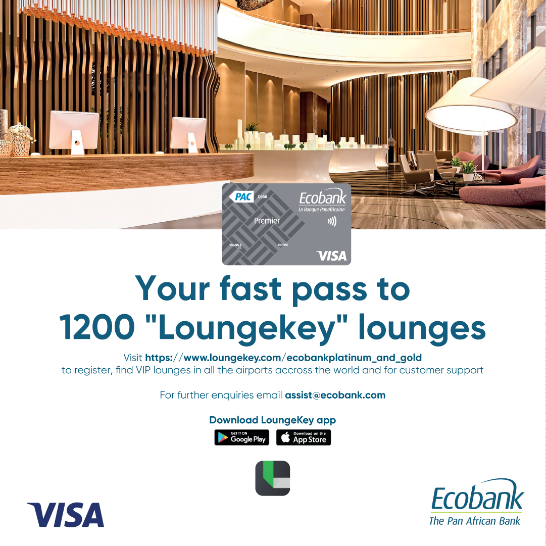 EcobankCameroun's tweet photo. Experience the best on your business travels !
Access over 1200 "LoungeKey" lounges with your Ecobank Platinum Visa card and enjoy quality services: pre-flight refreshment, free wi-fi and charge points, discounts on dining, retail and spas.
#EcobankCameroon #LoungeKey https://t.co/xQppplvIxO