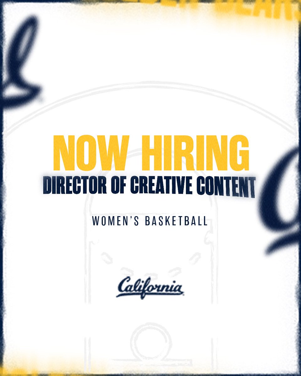 CalWBBall's tweet photo. Now hiring for Director of Creative Content. Looking for a creative strategist and executor to join the team! Apply here 🔗 https://t.co/bHBtLE6Zxe https://t.co/0hPVcfBqvP