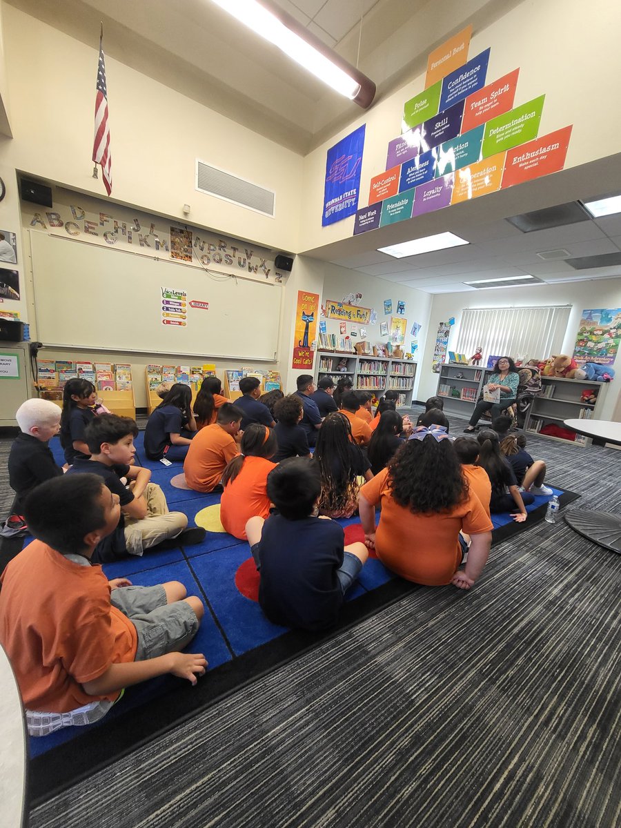 Our first day in the library with our new librarian, Ms. Adkins! @LonghornsLbj