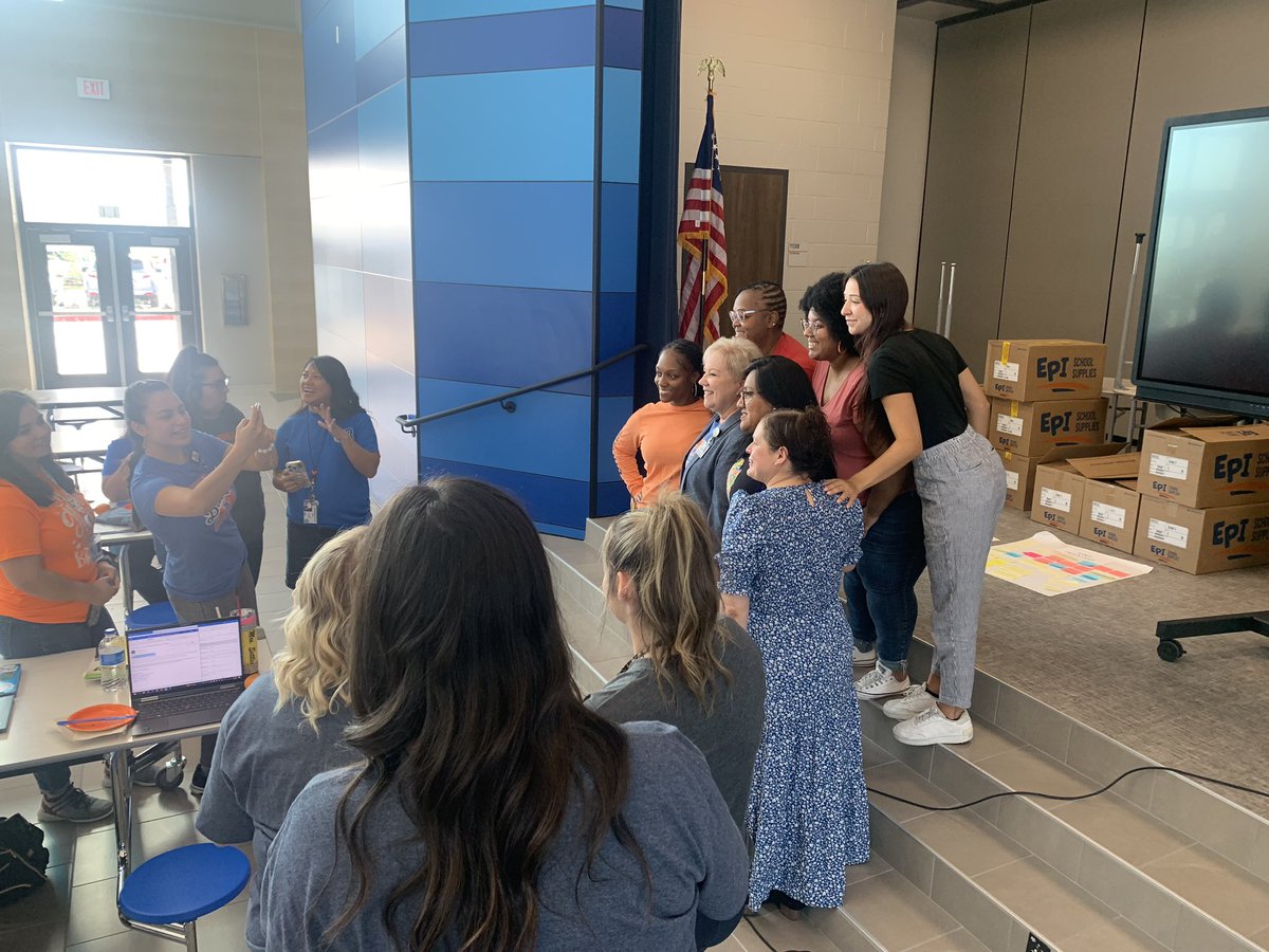 PrinSilliman's tweet photo. When @DrBcyfair presents her story to the staff @BrosnahanES she becomes the celebrity I already knew she was!  What an inspiring message from our beloved namesake!  @CyFairISD #BroncoTough https://t.co/sZK2UnDlUz