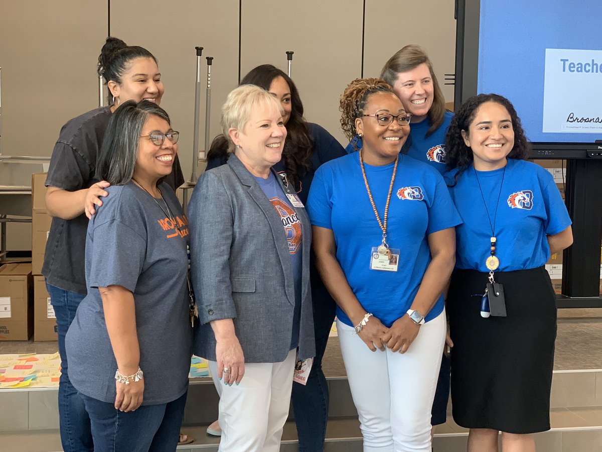 PrinSilliman's tweet photo. When @DrBcyfair presents her story to the staff @BrosnahanES she becomes the celebrity I already knew she was!  What an inspiring message from our beloved namesake!  @CyFairISD #BroncoTough https://t.co/sZK2UnDlUz