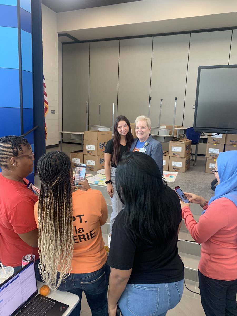 PrinSilliman's tweet photo. When @DrBcyfair presents her story to the staff @BrosnahanES she becomes the celebrity I already knew she was!  What an inspiring message from our beloved namesake!  @CyFairISD #BroncoTough https://t.co/sZK2UnDlUz