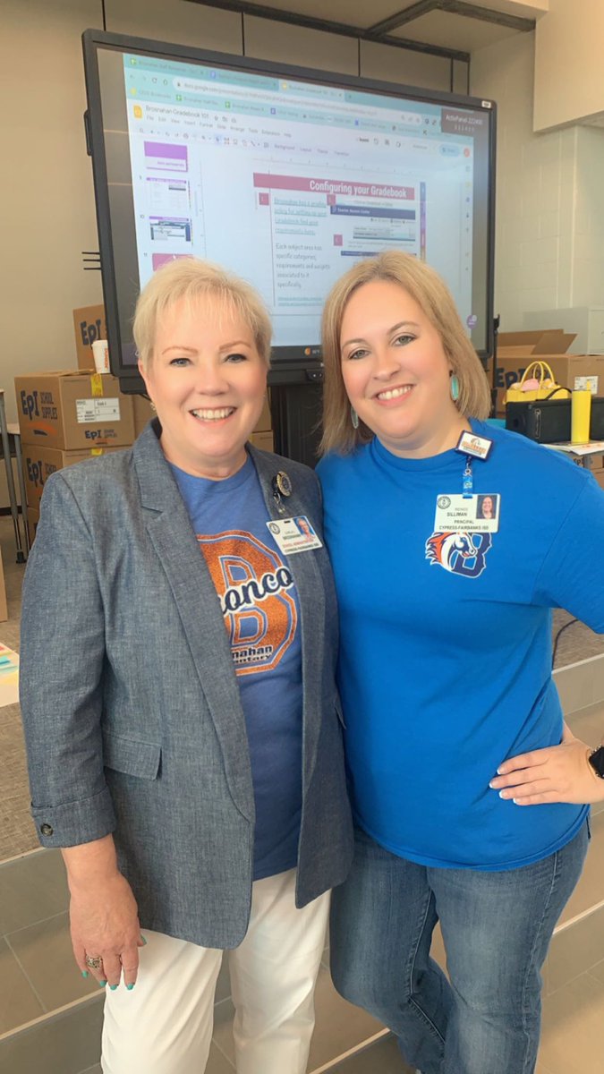 PrinSilliman's tweet photo. When @DrBcyfair presents her story to the staff @BrosnahanES she becomes the celebrity I already knew she was!  What an inspiring message from our beloved namesake!  @CyFairISD #BroncoTough https://t.co/sZK2UnDlUz