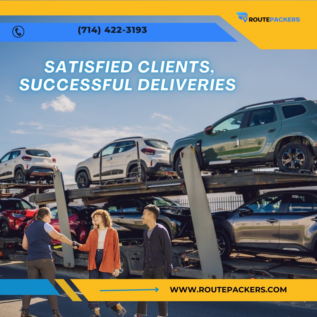 RoutePackersLLC's tweet photo. Seeing the smiles on our customers' faces when they receive their vehicles is what drives us. Your satisfaction is our reward, and we're honored to have been a part of your vehicle's journey. Thank you for choosing RoutePackers for enclosed car transportation.#HappyCustomer https://t.co/dGhDS1eRpF