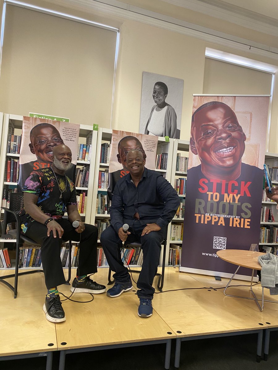 SarahMooreUK's tweet photo. @tippairie7665 book launch #StickToMyRoots. @EddieNestorMBE doing the interviewing. Looking forward to a lively discussion #readabook #autobiography #soundman #reggaemusic #SaxonSound #legend https://t.co/PzR1wa4t4s