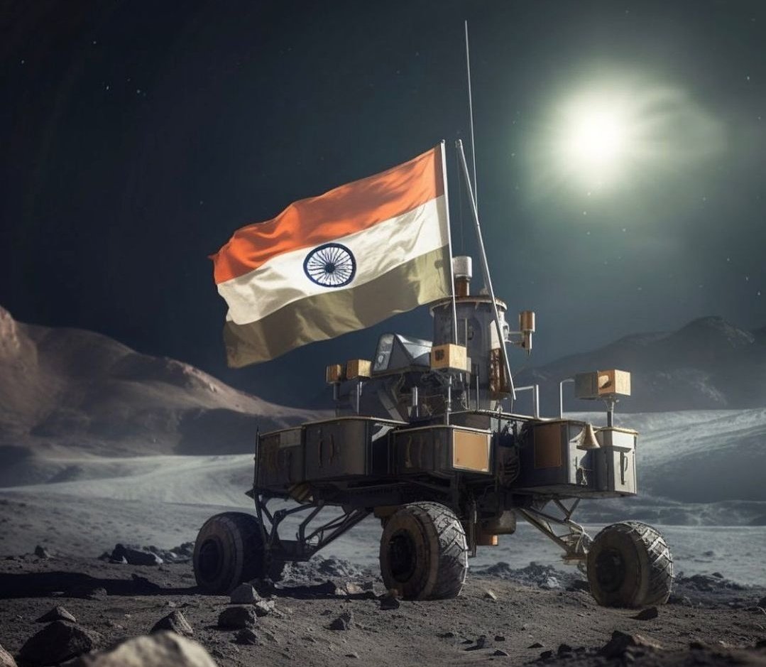 itsclophic's tweet photo. Cycle se Chand tak! 
India made history today.
#Chandrayaan3 #ISROMissions #isrochandrayaan3mission https://t.co/so4N278NEw