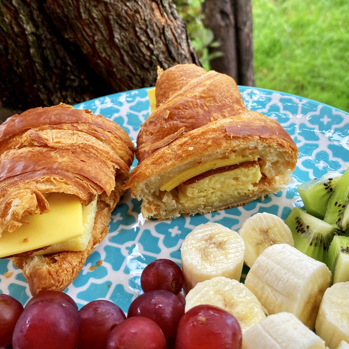 TheLastLinda's tweet photo. Just a little #vegan #lunch for the kid. He’s a teenager, so given when he wakes up, it’s really #breakfast.

Vegan #croissants from #GigliCaffe, folded @justegg, @Lightlife bacon, @ViolifeFoods mature cheddar, and a touch of @PresChoice plant-based mayo.

#GoVegan https://t.co/auEjZwh6EC