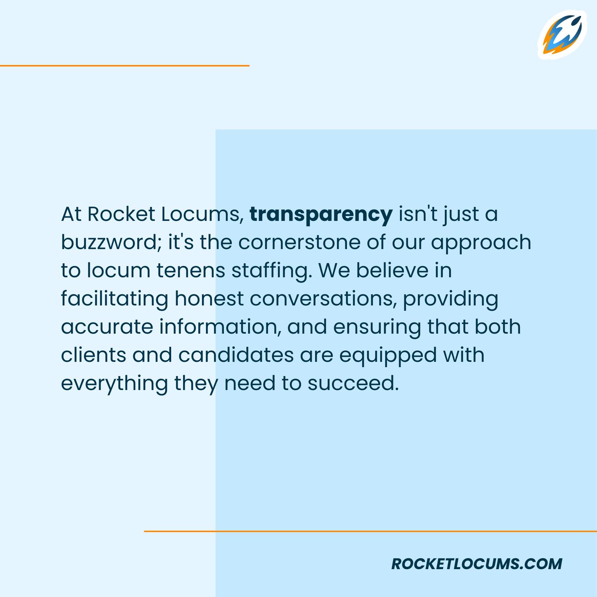 Transparency is extremely important to us, and it should be important to you too!

Try Rocket Locums today to take your schedule back!

#RocketLocums #HealthcareHeroes #CRNAJobs #LocumTenens #NursingCareer #HealthcareOpportunities #NursingJobs #JoinOurCommunity #LocumTenens