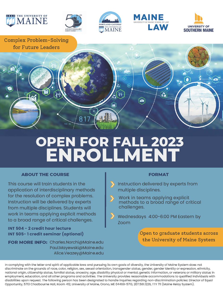 <a href="/UMaine/">University of Maine</a> grad level course for understanding &amp; seeking solutions to complex #ecosystem problems.