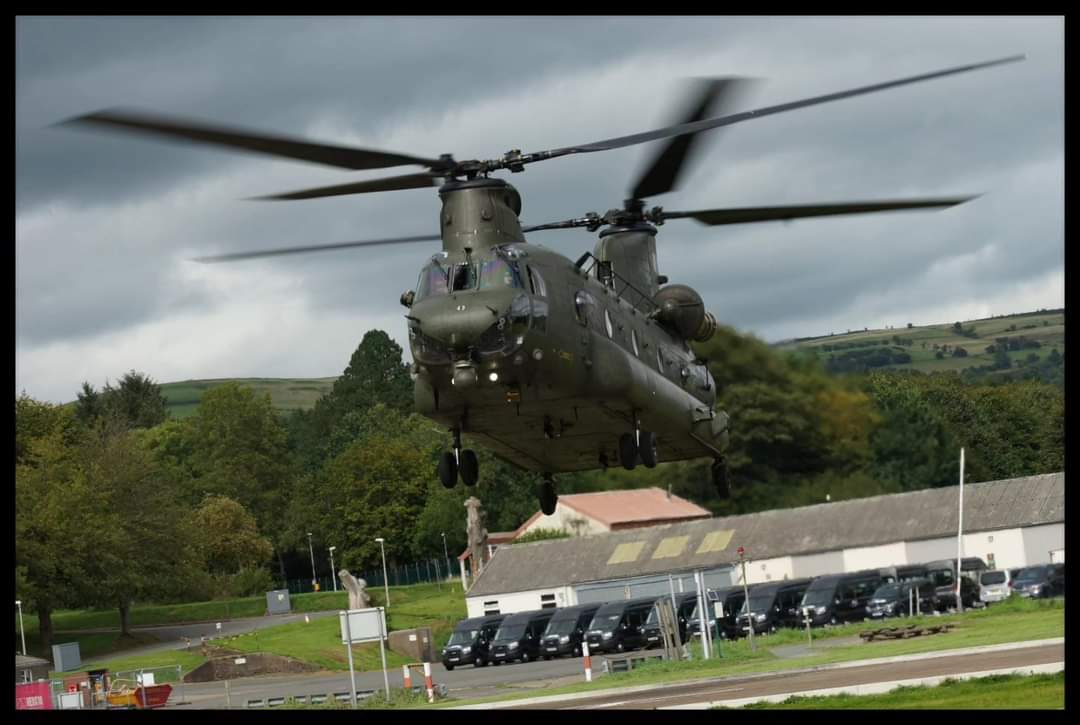 Chinook talking off from Sennybridge camp today