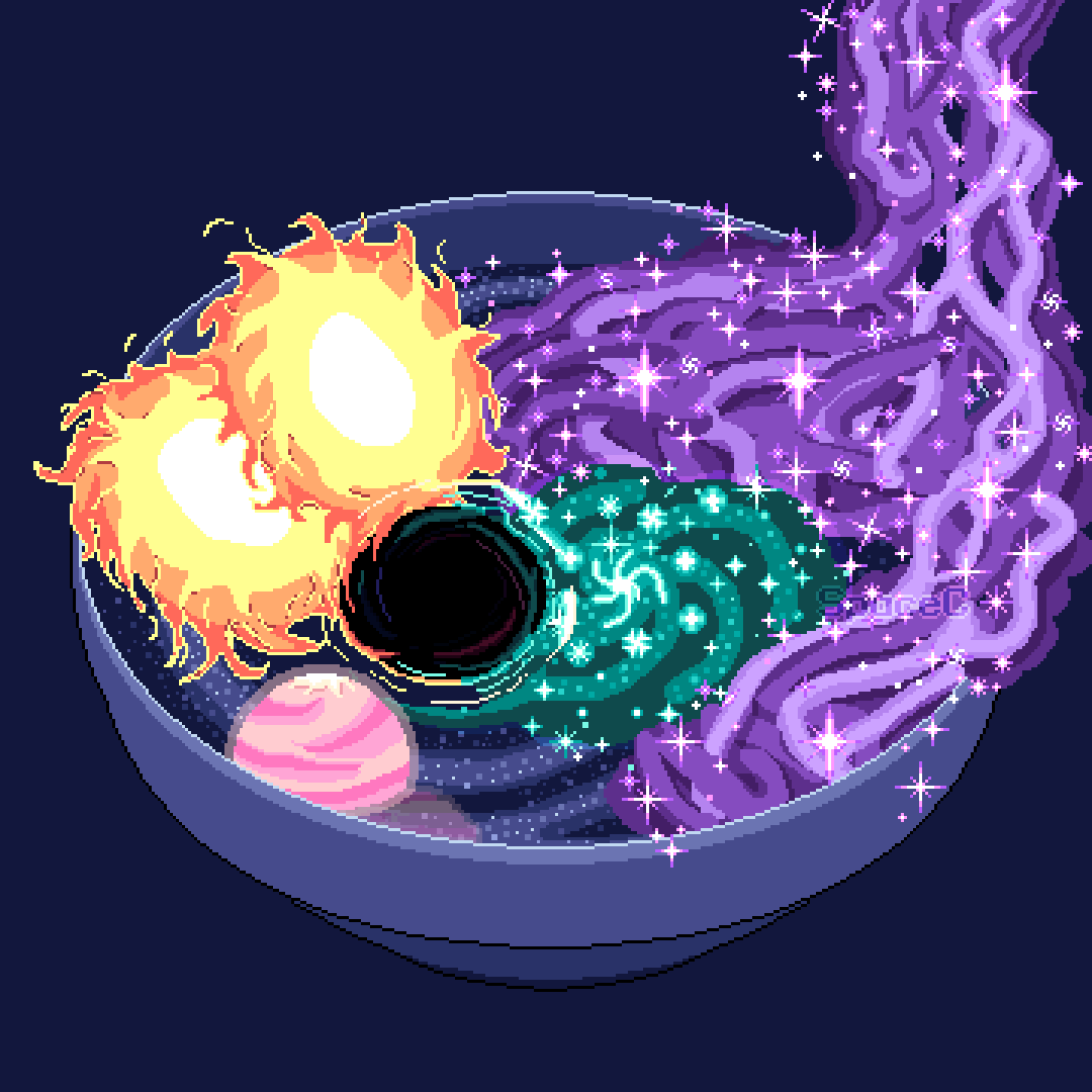 space_continuum's tweet photo. space ramen 🍜🌌
#SpaceCreative #PixelArt #ドット絵 https://t.co/lokorr1OCe