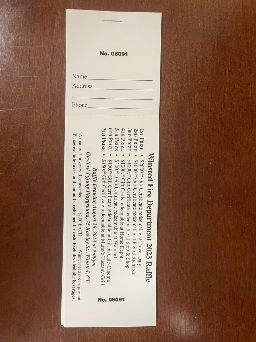 Winchester_CT's tweet photo. Support Winsted Fire Department so they can keep putting on the Carnival. To purchase a raffle ticket go to the Winsted Fire Department between 8am-4pm or Contact Jamie Lagassie at 860-379-5155. Tickets are also available for during the carnival! https://t.co/TgM53iXYKz