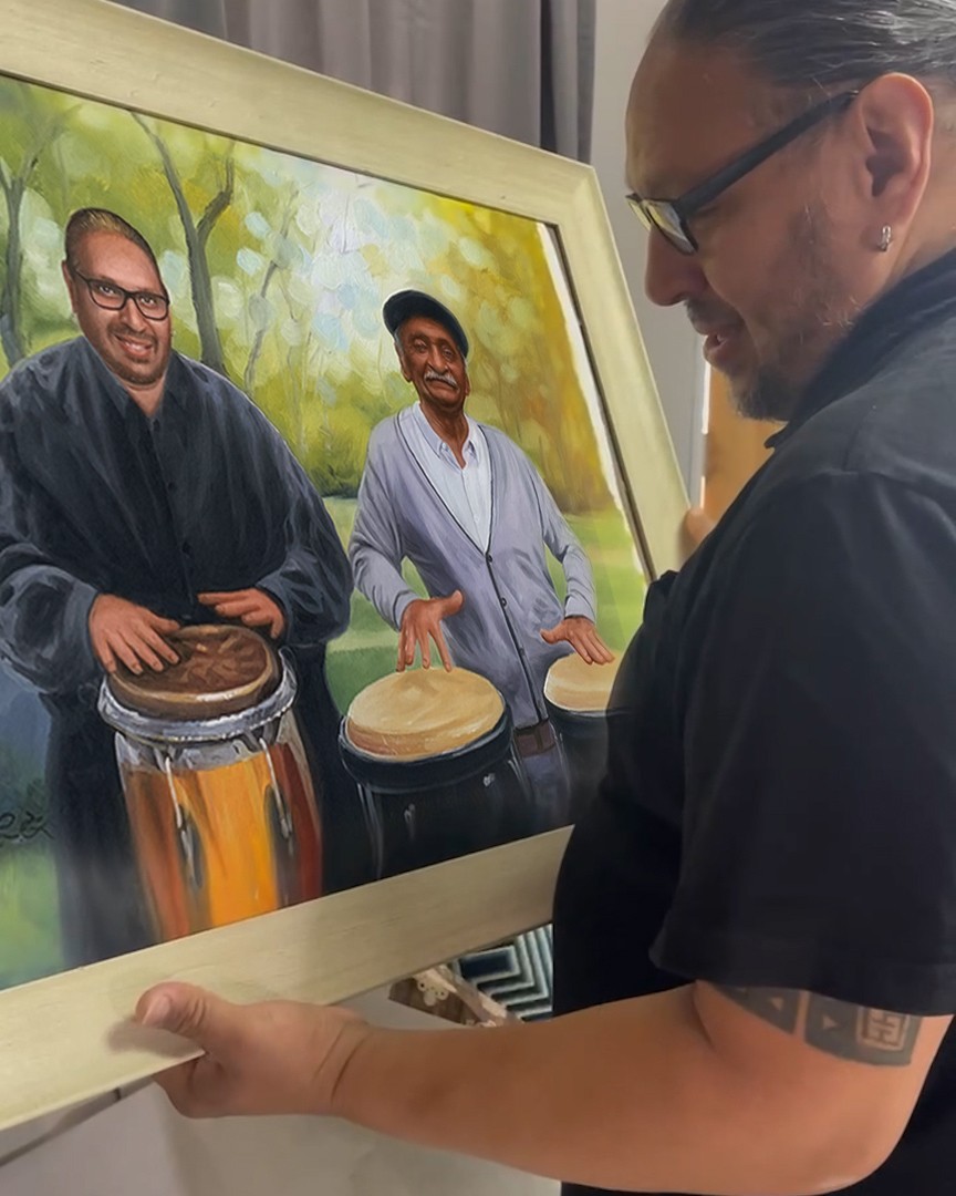 "My father-in-law passed away three years ago. The #portrait was a message from him for my husband. They never played together as adults. So, I decided to capture that moment in a portrait and give it to my husband on his birthday."  - Lumary 💜 #paintyourlife