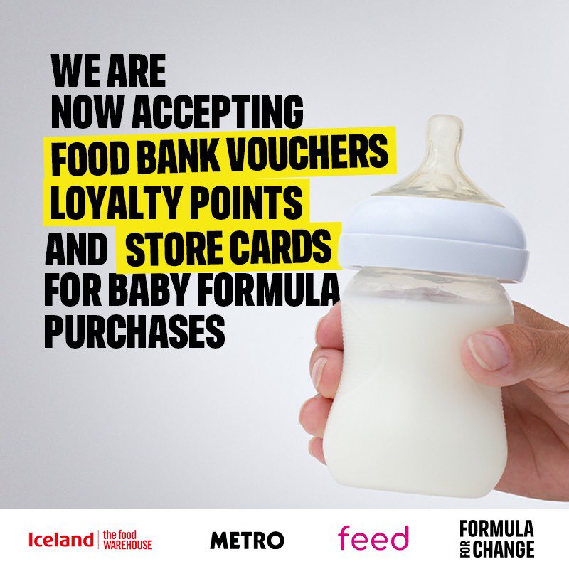 icelandrichard's tweet image. We’re doing it. Effective immediately, despite the laws prohibiting us to do so, we are now accepting food bank vouchers, loyalty points for formula #FormulaForChange #DoingItRight @feedukorg @MetroUK