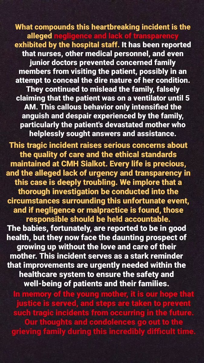 mehakchauhdary's tweet photo. Saddest event !!!
Surgical Murder of my sister at the hands of unprofessional "butchers". We can never forget this agony and pain.
قیامت خود بتائے گی کہ قیامت کیوں ضروری تھی !
#CMH #CHMsialkot #justiceformaha
@OfficialDGISPR @ispionline @UNICEF_Pakistan @UNICEF @DpoSialkot https://t.co/1CSPaXMqAt