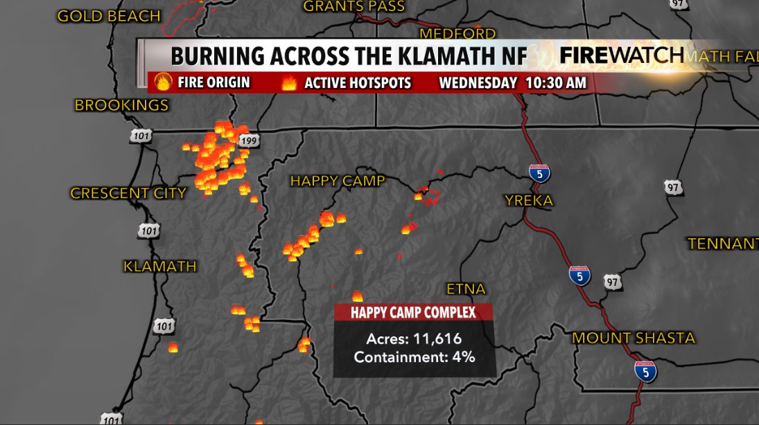 JoshCulbrethWX's tweet image. #FIREWATCH: Well we have some good news, and some bad news. Bad news first: the #SmithRiverComplexNorth is now closer to 50,000 acres. The good news? Containment has doubled on the #HappyCampComplex, albeit it's only 4% @kdrv #orwx #cawx
