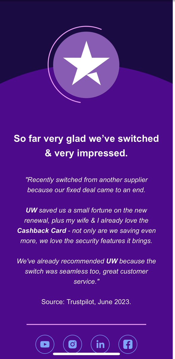 Millions are struggling and unhappy. 
We have the cheapest energy. The cheapest ultra Broadband. The cheapest unlimited mobile. The cheapest boiler cover. A cashback card that’s incredible. Saves people hundreds a year. 
cheapest-energy.com