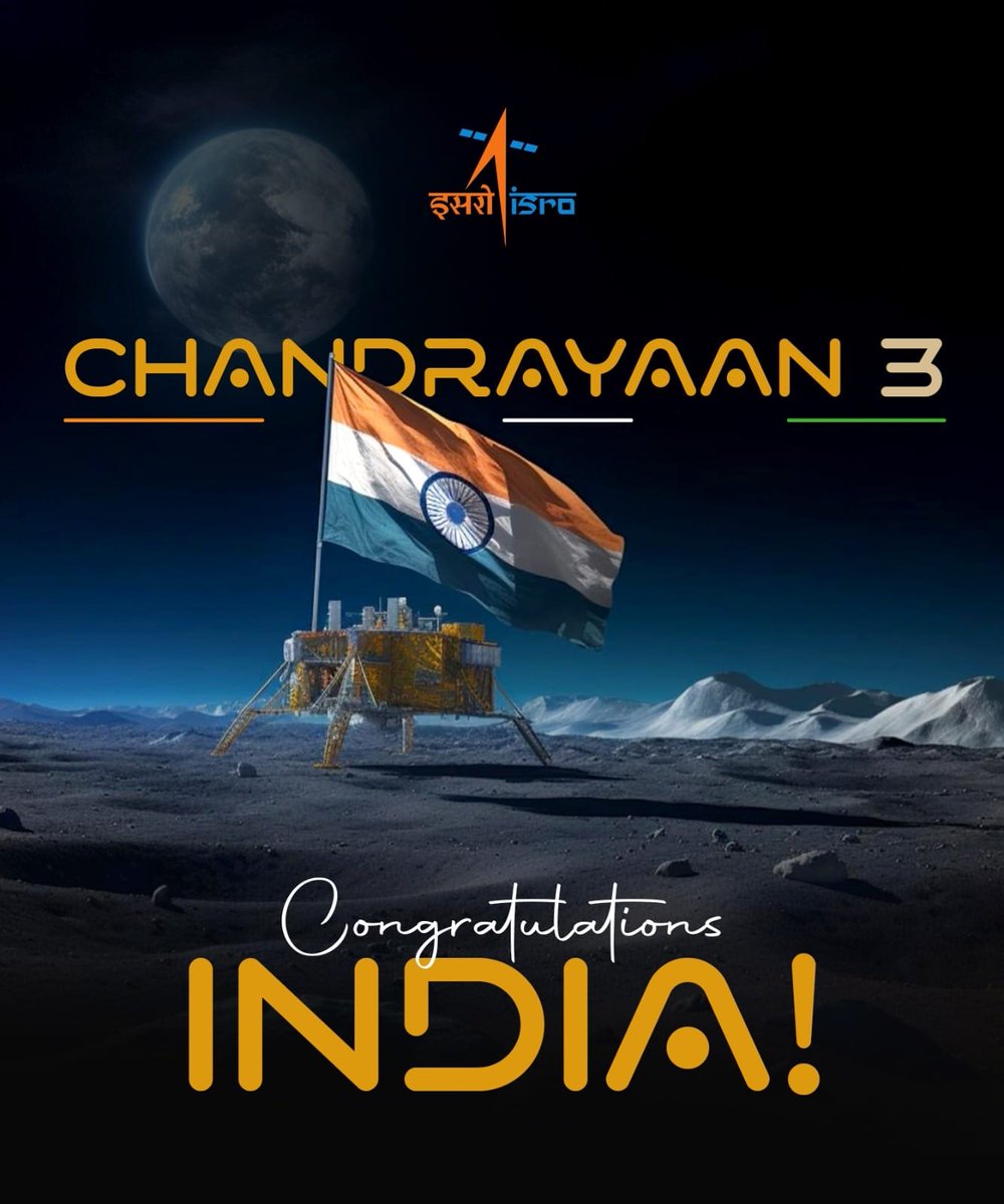 गौरव का पल 😊😊

हम चाँद पर पहुँच गये 

भारत माता जी की जय ..

#Chandrayaan3 #Chandrayaan3Landing