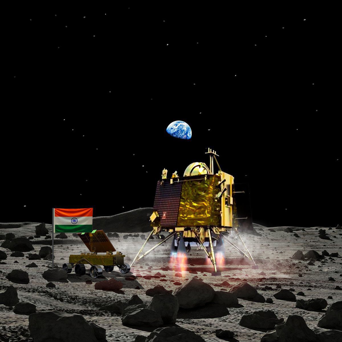 virendersehwag's tweet image. As we were approaching Sunset, Moon ke South Pole par hum set.
What a glorious moment.
Just proves, after every setback is a stronger comeback . 
Some naysayers who want Bharat to fail, some of them living in India as well will have some sleepless nights. #Chandrayaan3