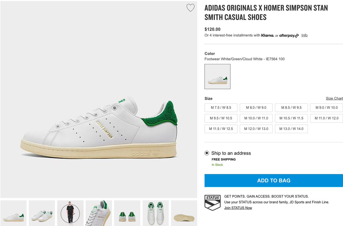 SOLELINKS's tweet photo. Ad: FULL RESTOCK👌
Homer Simpson x adidas Stan Smith

Finish Line => https://t.co/5Xc0fFSsTi
$10 off w/ code SUMMERYAYS

JD Sports => https://t.co/x1o4lRZY2u
$10 off w/ code JDS10 https://t.co/TS9ieWc5FK