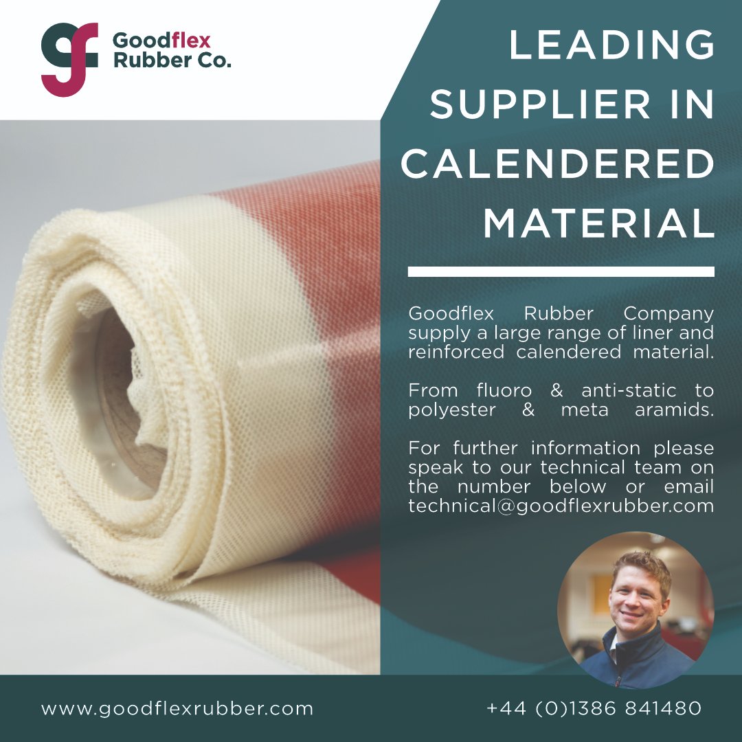 GoodflexRubber's tweet image. Goodflex Rubber Company
supply a large range of liner and reinforced calendered material.

For further information please
speak to our technical team on the number below or email
technical@goodflexrubber.com
#leadingmanufacturer #ukmanufacturing #rubbermanufacturer #silicone