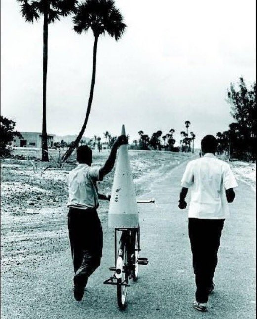 rishibagree's tweet photo. @INCIndia Talking about Priorities:

Rahul Gandhi's birthday celebration on a plane.

But ISRO's satellite parts were carried on bullock carts and cycles!

Both pictures  are from 1970s https://t.co/GOnYLDwNF0