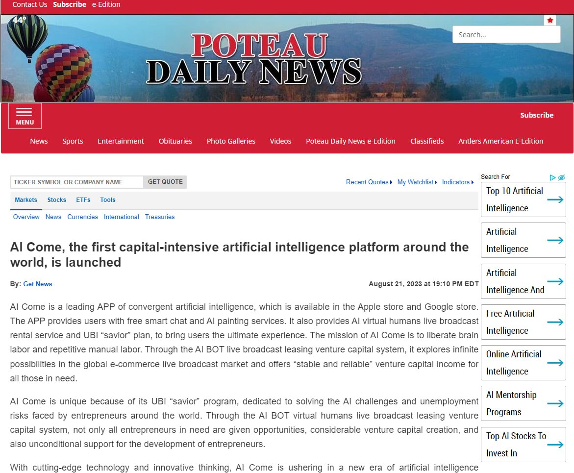 REGISTER FREE! REGISTER FREE!  h5.aicoming.world/register?invit…… 📷Poteau Daily News reports on AI COME: business.poteaudailynews.com/.../getnews-20……... AI chat can understand human natural language, simulate human dialogue and perform simple automation tasks.