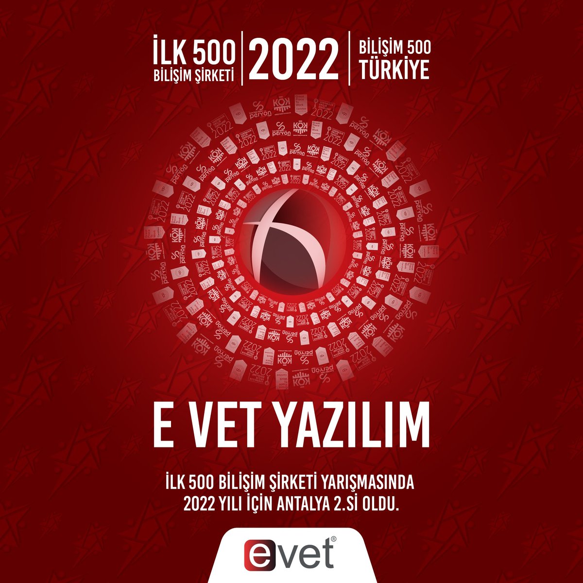 Hasvet Ekosisteminin ayrılmaz bir parçası olan E-VET Yazılım, BT Haber Bilişim Şirketi tarafından her yıl düzenlenen İlk 500 Bilişim Şirketi yarışmasında 2022 yılı özelinde Antalya'da 2. oldu. Nice başarılara hep birlikte! 
#hasvetteam
#evetyazılım