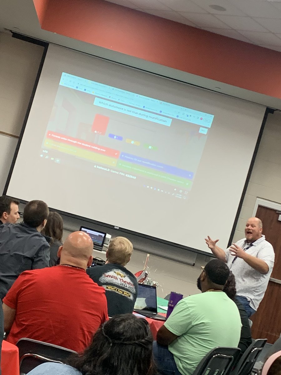 egoodcfisd's tweet photo. Campus safety PD can be fun when you add Blended Learning! #kahoot
@MrGillpatrick @SmithPrincipal1 https://t.co/5dtSSF1ogY