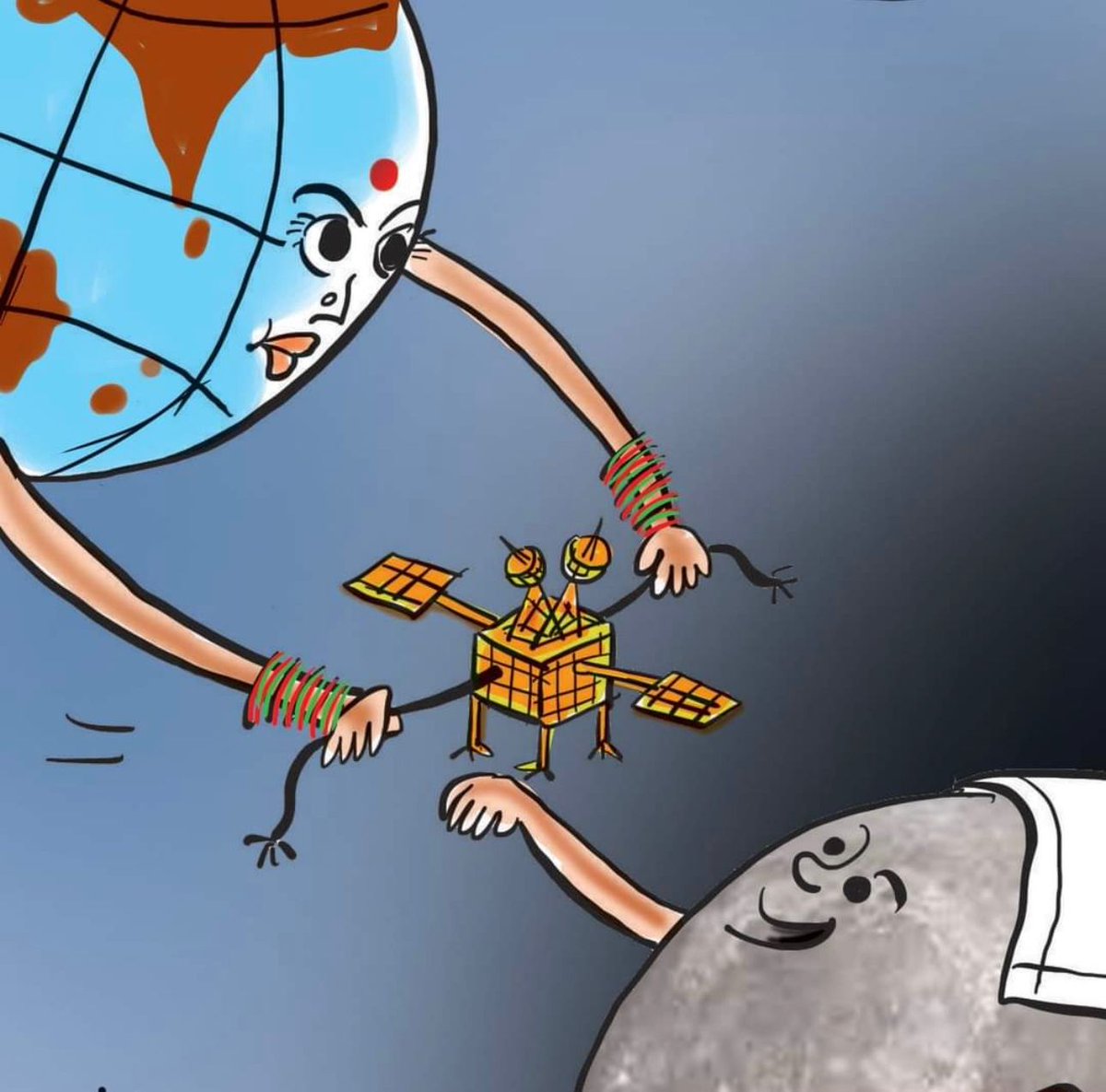 What an incredible moment DhartiMata has sent Rakhi2 her brother Chanda who has always been our mama&amp; D timeless Bharat has delivered it..Raksha Bandhan,Couldn’t stop d tears from trickling..When you see d moon,remember,a part of Bharat is there. Congrats #Bharat. #Chandrayaan3