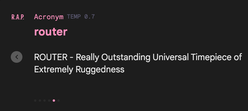EricssonEnt's tweet image. It&apos;s almost as if this LLM trained on Cradlepoint routers. We put the word &apos;router&apos; into Google&apos;s #TextFX acronym tool and here are a few results. From Rugged to Reliable, Universal to Unique... #AI knows Cradlepoint.