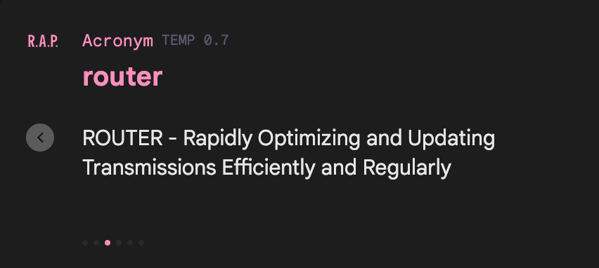 EricssonEnt's tweet image. It&apos;s almost as if this LLM trained on Cradlepoint routers. We put the word &apos;router&apos; into Google&apos;s #TextFX acronym tool and here are a few results. From Rugged to Reliable, Universal to Unique... #AI knows Cradlepoint.