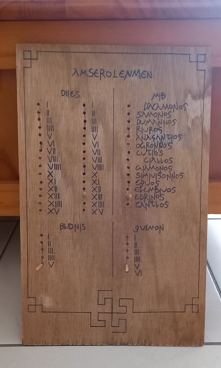 Un ami cher m'a fabriqué lors de ma dernière venue chez lui un calendrier gaulois simplifié 🤩🥹
Diies = jours
Mid = mois
Blidnis = année
Quimon = lustre
#TeamGaulois #twitterantique