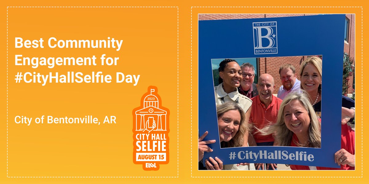 Next up is Best Community Engagement for #CityHallSelfie Day. Congratulations, <a href="/BentonvilleGov/">City of Bentonville, Arkansas Government</a>! 

You turned the best day of the year into a true community celebration. Thanks for bringing so many people together to celebrate all things local gov.