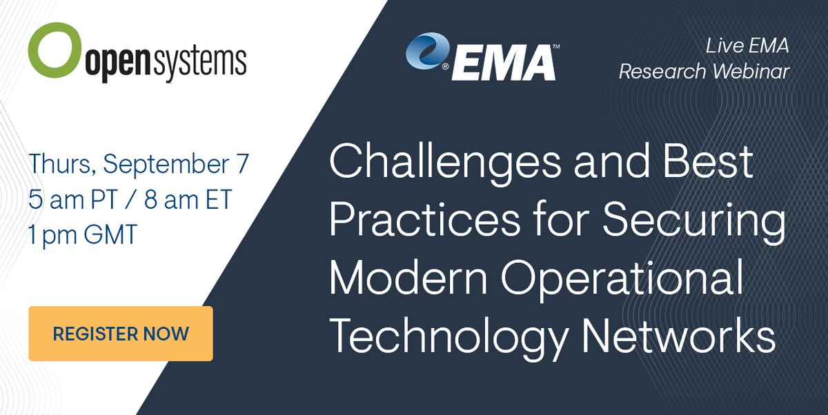 ema_research's tweet image. Learn how orgs can use #operationtechnology dedicated #firewalls and #zerotrust network access to protect OT systems from #maliciousactors prweb.com/releases/ema-w… @ema_research @RealOpenSystems webinar