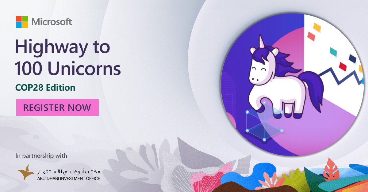 msft4startupsAE's tweet image. 🦄 We are live! ​

From September 4 – 14, check out our live virtual conference Highway to 100 Unicorns: COP28 Edition, with new sessions each day. ​
1/3

#100Unicorns #startupconference #sustainability #startups