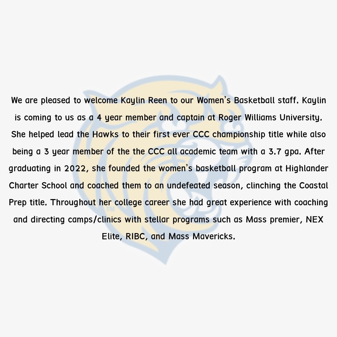 We are so excited to give a warm welcome to the newest member of the Wildcat family - Kaylin Reen! #JWU #WildCats #jwhojwu