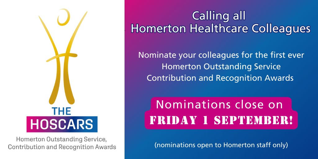 Homerton staff! Do you want to celebrate a colleague or team for the work they do and difference they make? Nominate them for the first ever @NHSHomerton staff awards: chamberdunn.awardsplatform.com Don't delay, nominations close 1 September! Find out more on the intranet homepage