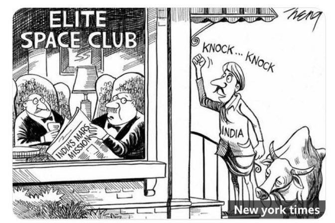 iRadhikaGupta's tweet photo. This comic strip on the left was published by the same group that wrote the article on the right.  

We may fail, New York Times, but we also rise and rise higher.  And in being “first”, we have created our own club.    The elites can watch. https://t.co/Y2MnuVaWr5
