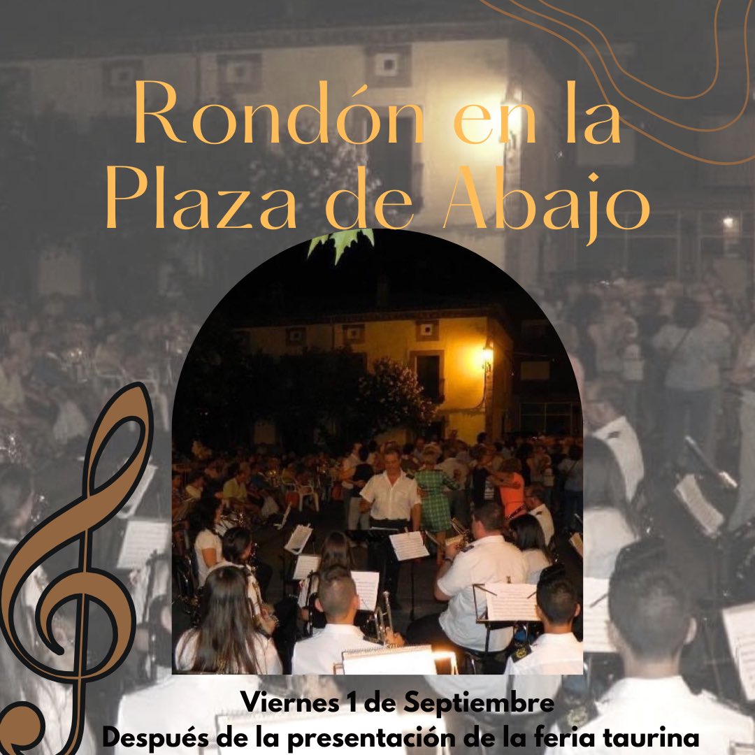 🎶 RONDÓN en la Plaza de Abajo 🎶

🗓️ Viernes 1 de septiembre. 
 📍Plaza de abajo de Sotillo
🕒 Después de la presentación de la feria taurina.