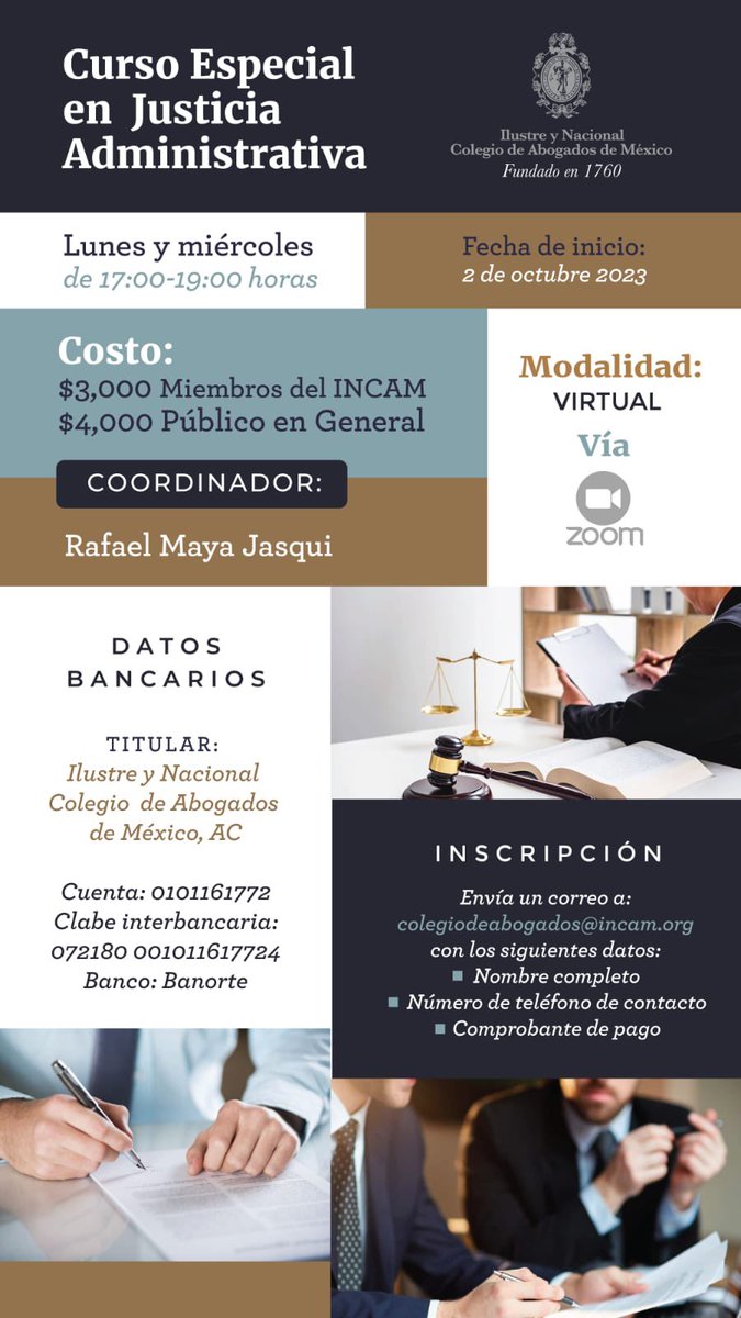 ArturoPueblita's tweet photo. Les comparto la información de los próximos programas académicos que iniciará el @INCAM_Abogados en materia de competencia económica y justicia administrativa. No se los pierdan. https://t.co/xUi4bBHGmK