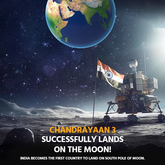 JeelTechsoft's tweet photo. We are over the moon (literally!)

Chandrayaan 3 has successfully landed on the south pole of the Moon! 🌙🎉

Congratulations to the entire Chandrayaan 3 team for the accomplishment! 🌌✨

Let's celebrate this remarkable feat. 

#Chandrayaan3 #Ch3 #ProudMoment #JeelTechsoft #JTS https://t.co/pHGHxwQ4OX
