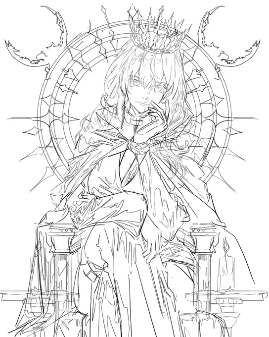 queen Kafka sketch for future t shirt and postcard design 